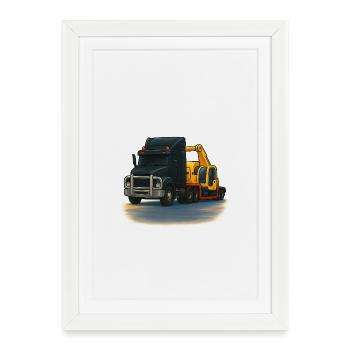 Dépanneuse avec grue illustration - Affiche encadrée (27 × 37 cm) - blanc - Devant