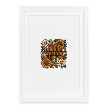 Motif floral avec citation motivante - Affiche encadrée (27 × 37 cm) - blanc - Devant