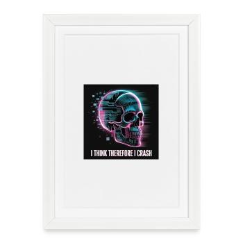 Cyberpunk Skull with Digital Glitch - Framed poster (27 × 37 cm) - white - Front