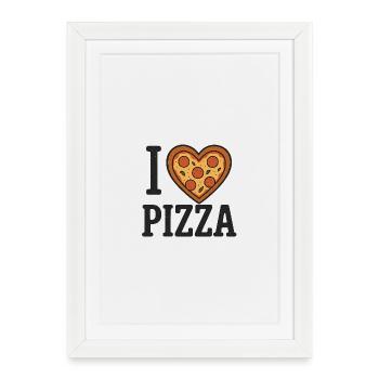 Chemise d’amoureux de la pizza – I Heart Pizza Design - Affiche encadrée (27 × 37 cm) - blanc - Devant