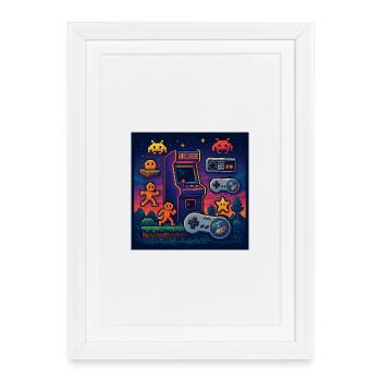 Retro Pixel Arcade Gaming Design - Framed poster (27 × 37 cm) - white - Front