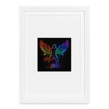 Neon Flügel Fußballspieler Design - Gerahmtes Poster (27 × 37 cm) - Weiß - Vorne