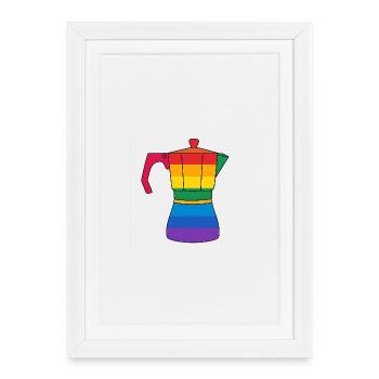 Vibrant rainbow coffee maker - Framed poster (27 × 37 cm) - white - Front