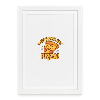 Funny pizza motif with question - Framed poster (27 × 37 cm) - white - Front