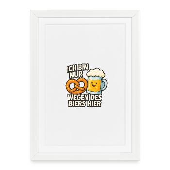Humorous beer quote with pretzels - Framed poster (27 × 37 cm) - white - Front
