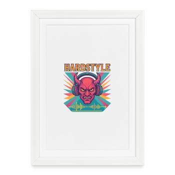 Hardstyle Dämon Design - Gerahmtes Poster (27 × 37 cm) - Weiß - Vorne