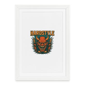 Hardstyle Dämonen Motiv - Gerahmtes Poster (27 × 37 cm) - Weiß - Vorne