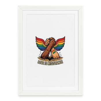 Unity in Pride Handclasp with Rainbow Wings - Framed poster (27 × 37 cm) - white - Front