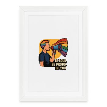 LGBTQ Rainbow Megaphone Illustration - Framed poster (27 × 37 cm) - white - Front