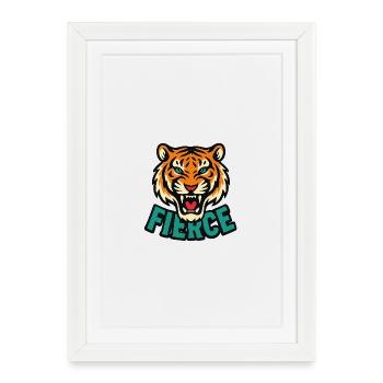 T-shirt graphique Tigre féroce - Affiche encadrée (27 × 37 cm) - blanc - Devant