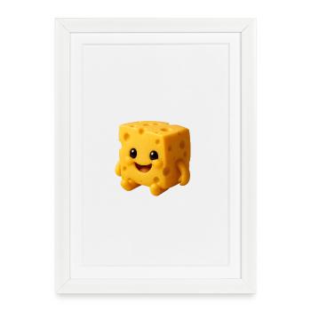 Cheese character with a friendly face - Framed poster (27 × 37 cm) - white - Front