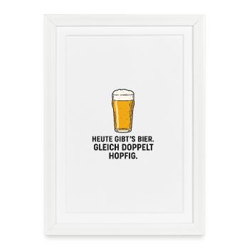 Motif de bière humoristique pour le samedi - Affiche encadrée (27 × 37 cm) - blanc - Devant