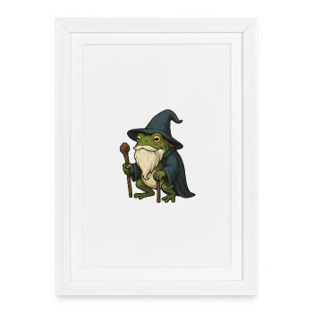 Wise bearded frog with magic hat - Framed poster (27 × 37 cm) - white - Front