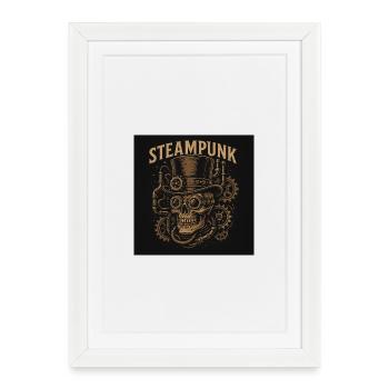 Crâne steampunk avec motif cylindre - Affiche encadrée (27 × 37 cm) - blanc - Devant