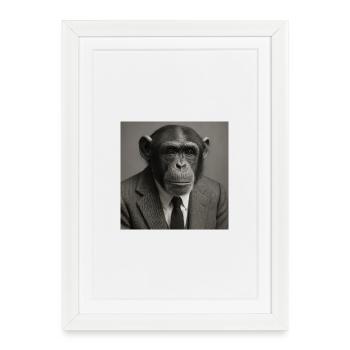 Singe élégant en costume - Affiche encadrée (27 × 37 cm) - blanc - Devant