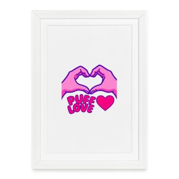 Heart Puffed Love Design and Hands - Framed poster (27 × 37 cm) - white - Front