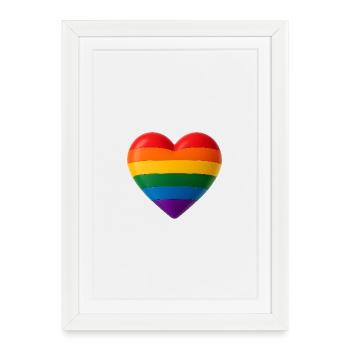 Coeur aux couleurs de l’arc-en-ciel pour une variété de look 3D - Affiche encadrée (27 × 37 cm) - blanc - Devant