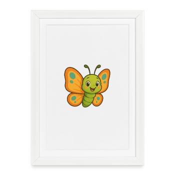 Conception de dessin animé papillon - Affiche encadrée (27 × 37 cm) - blanc - Devant