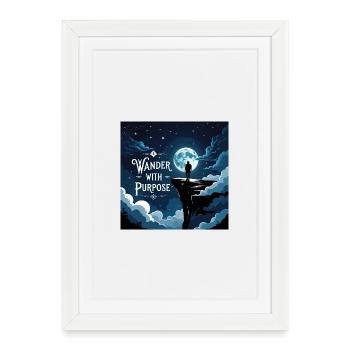 Hike with purpose Night motifs - Framed poster (27 × 37 cm) - white - Front