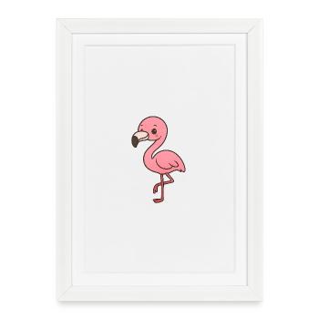 Playful flamingo with wit - Framed poster (27 × 37 cm) - white - Front