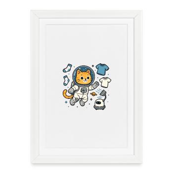 Space Cat Laundry – Kawaii Astronaut Shirt - Framed poster (27 × 37 cm) - white - Front