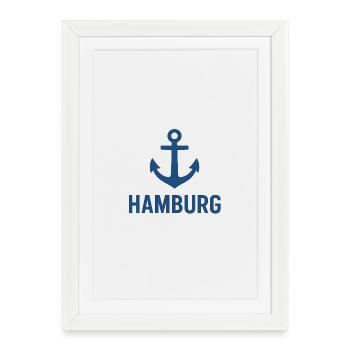 Hambourg avec ancre - Affiche encadrée (27 × 37 cm) - blanc - Devant