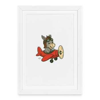 Âne joueur dans la conception d’un avion - Affiche encadrée (27 × 37 cm) - blanc - Devant