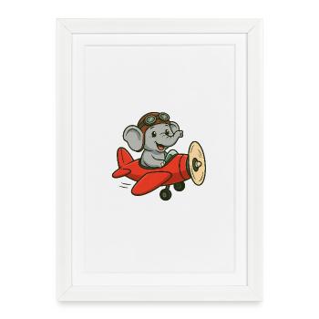Mignon pilote d’éléphant dans l’avion - Affiche encadrée (27 × 37 cm) - blanc - Devant