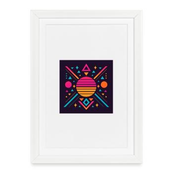 Synthwave geometric pattern - Framed poster (27 × 37 cm) - white - Front