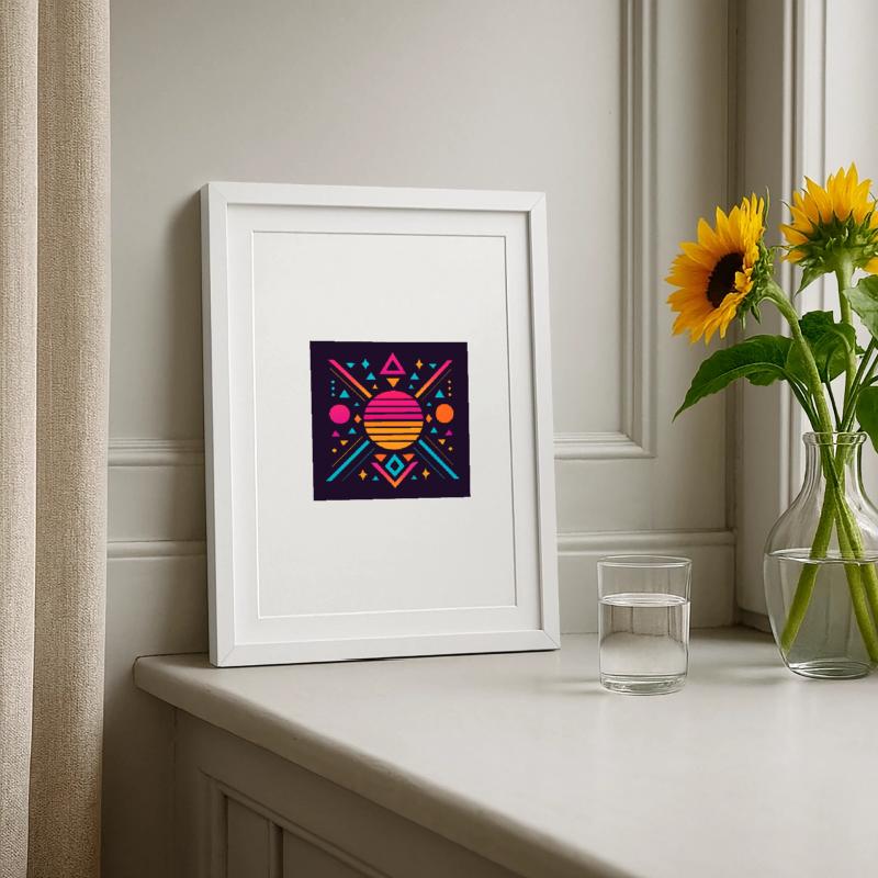 Synthwave geometric pattern Framed poster (27 × 37 cm)