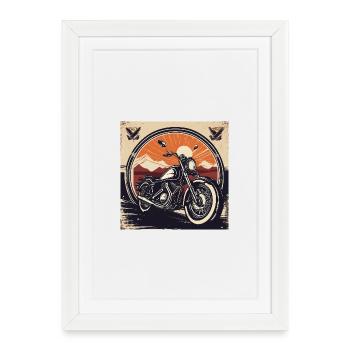 Vintage Motorrad  Design  - Gerahmtes Poster (27 × 37 cm) - Weiß - Vorne