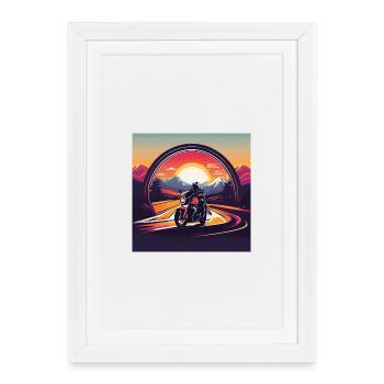 Motorrad Design in den Sonnenuntergang  - Gerahmtes Poster (27 × 37 cm) - Weiß - Vorne