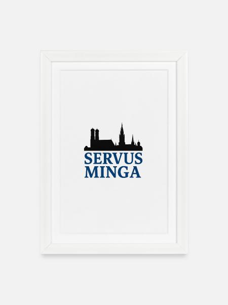 Servus Minga Silhouette Design - Framed poster (27 × 37 cm) - white