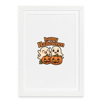 Cute Ghosts Halloween Design - Framed poster (27 × 37 cm) - white - Front
