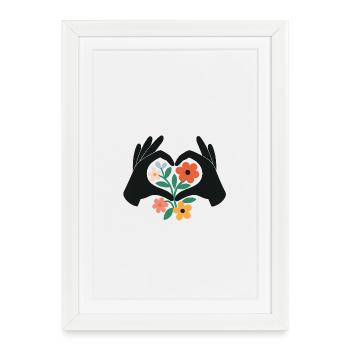 Floral_Heart_Hands - Affiche encadrée (27 × 37 cm) - blanc - Devant