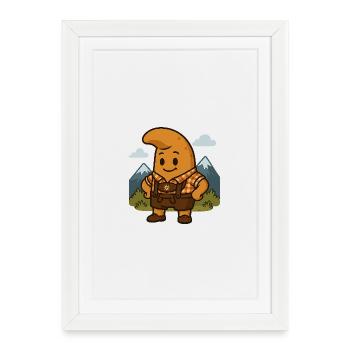 Croissants Lederhosen - Affiche encadrée (27 × 37 cm) - blanc - Devant