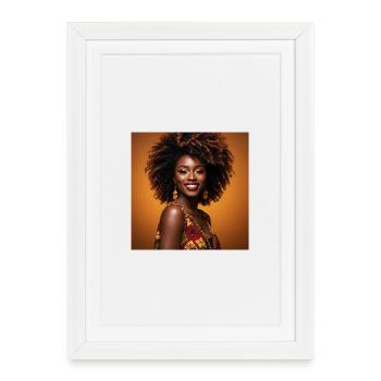 Fröhliche bunte Afro-Frau - Gerahmtes Poster (27 × 37 cm) - Weiß - Vorne