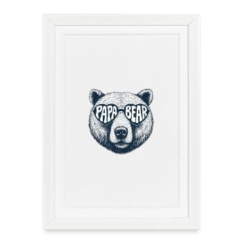 Ours Papa  - Affiche encadrée (27 × 37 cm) - blanc - Devant