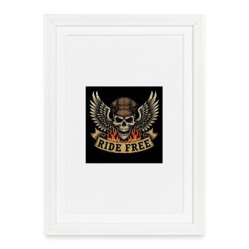 Biker Skull Design - Gerahmtes Poster (27 × 37 cm) - Weiß - Vorne