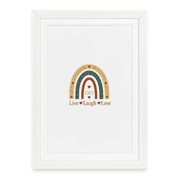 Live Laugh Love Boho Regenbogen - Gerahmtes Poster (27 × 37 cm) - Weiß - Vorne