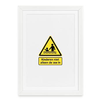 Signal de sécurité Enfants et mer - Affiche encadrée (27 × 37 cm) - blanc - Devant