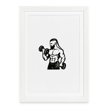 Muscle strength during dumbbell training #nordicwarrior - Framed poster (27 × 37 cm) - white - Front