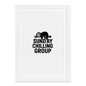 Groupe de détente du dimanche Paresseux drôle - Affiche encadrée (27 × 37 cm) - blanc - Devant