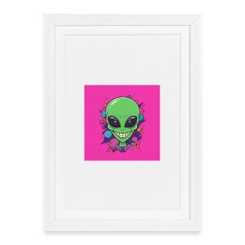 Alien Smile Cosmics - Framed poster (27 × 37 cm) - white - Front