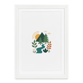 Conception de scène de montagne de forêt sereine - Affiche encadrée (27 × 37 cm) - blanc - Devant
