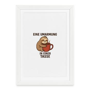 Cute sloth with coffee cup - Framed poster (27 × 37 cm) - white - Front