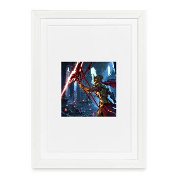Mythical Warrior in Epic Combat - Framed poster (27 × 37 cm) - white - Front