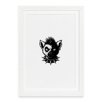 Punk-Lémurien - Affiche encadrée (27 × 37 cm) - blanc - Devant