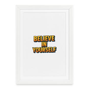 Croyez en vous Lettrage 3D - Affiche encadrée (27 × 37 cm) - blanc - Devant