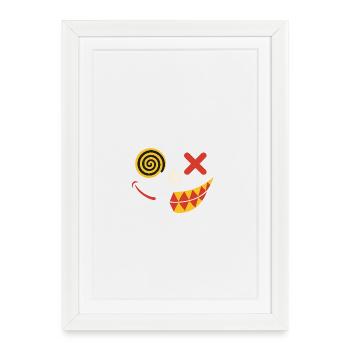 Sourire caricaturé sur T-shirt - Affiche encadrée (27 × 37 cm) - blanc - Devant
